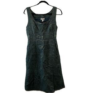 Moschino Cheap and Chic Green Gold Metallic Bow Sleeveless Dress Womens Size 8